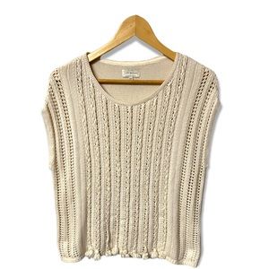 Lucky Brand oatmeal multi knit pullover vest with fringe